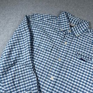 Vineyard Vines Vented Fishing Shirt Mens Medium Blue Gingham Harbor Long Sleeve